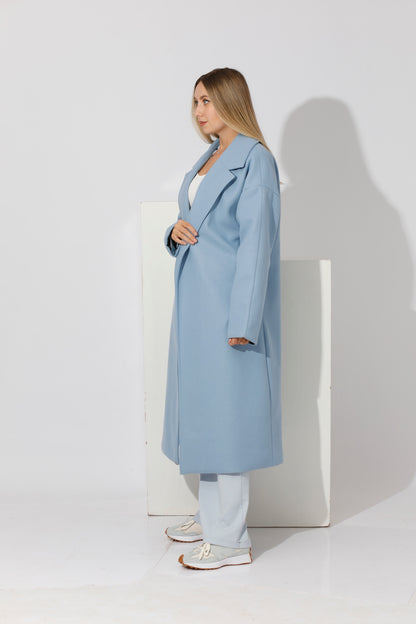 Oversized Wrapped Coat - Sky Blue