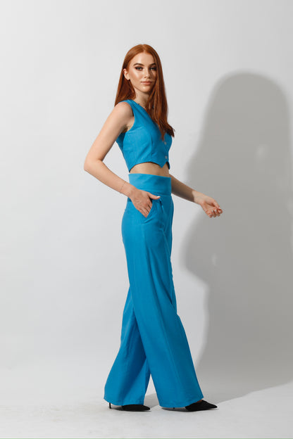 Co-Ord Vest Set - Aqua Blue