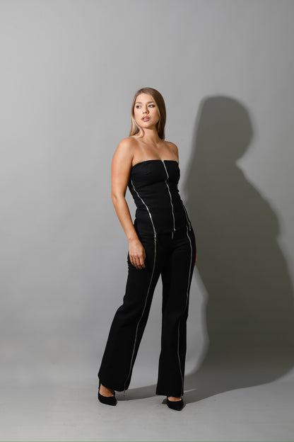Co-Ord Some Protel Top &  BootCut pants - Black