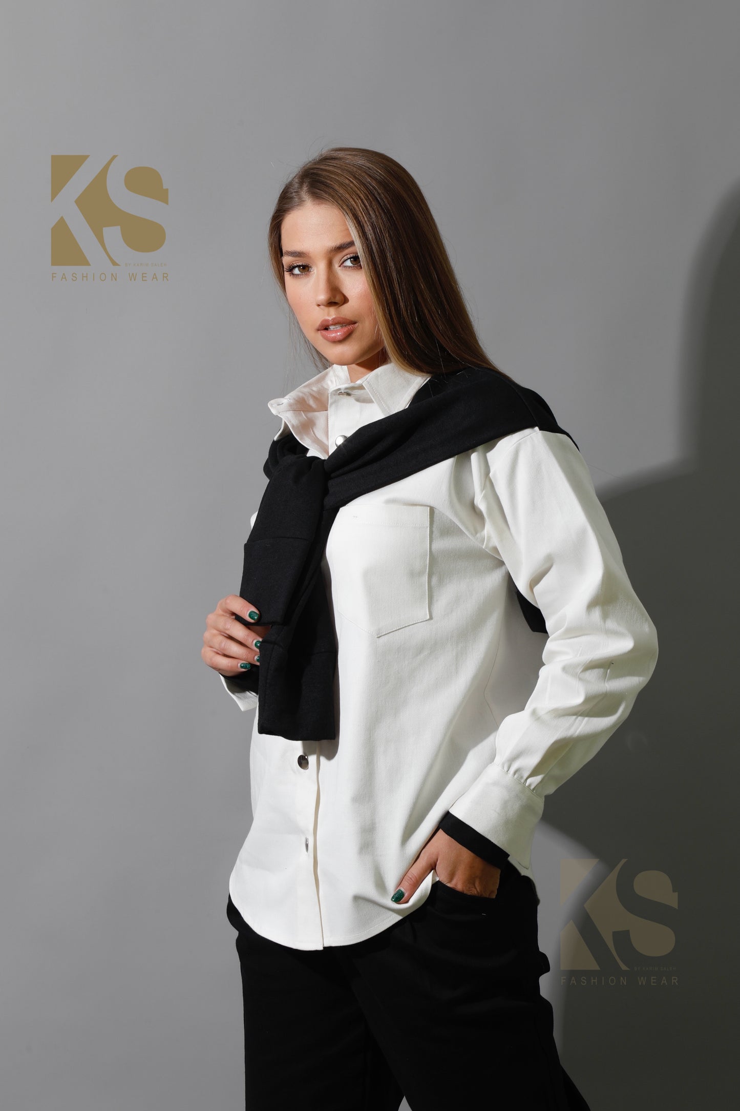 Double Sleeved Shirt - White & Black