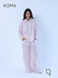 Matilda Long Sleeves Shirt & Wide Leg trousers - Striped Pink