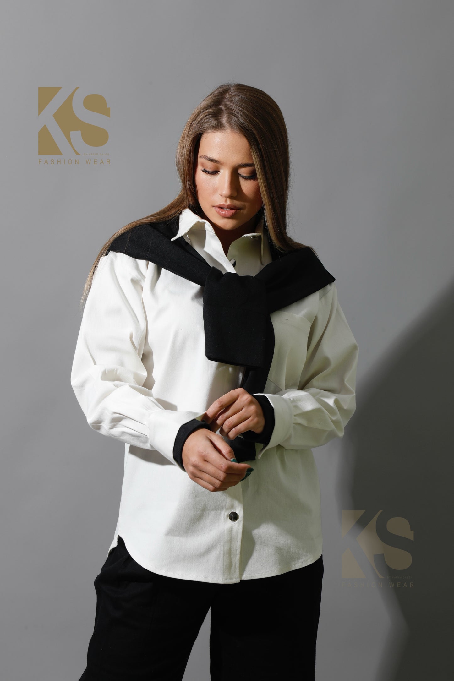 Double Sleeved Shirt - White & Black