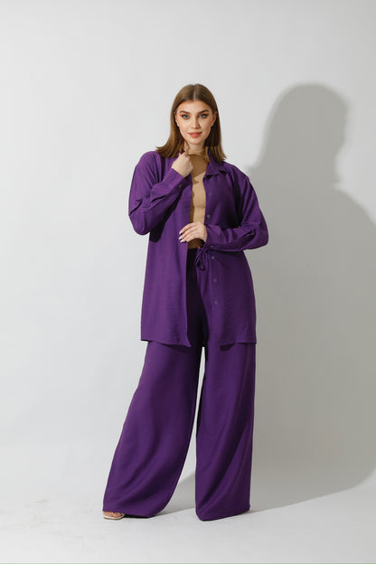 Co-Ord Long Sleeves Shirt - Purple