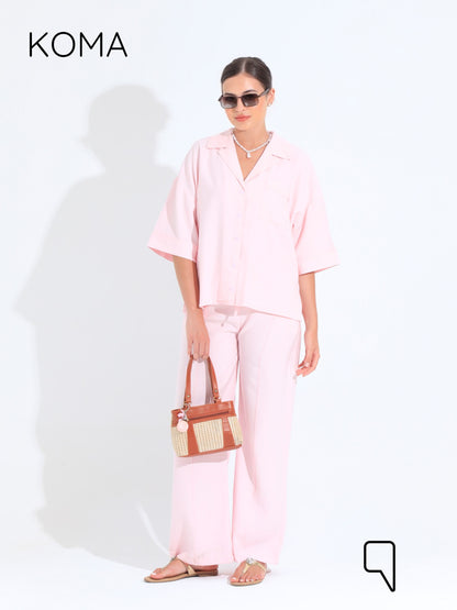 Maeve ShortSleeve Shirt & Blend Trousers Set - Pink