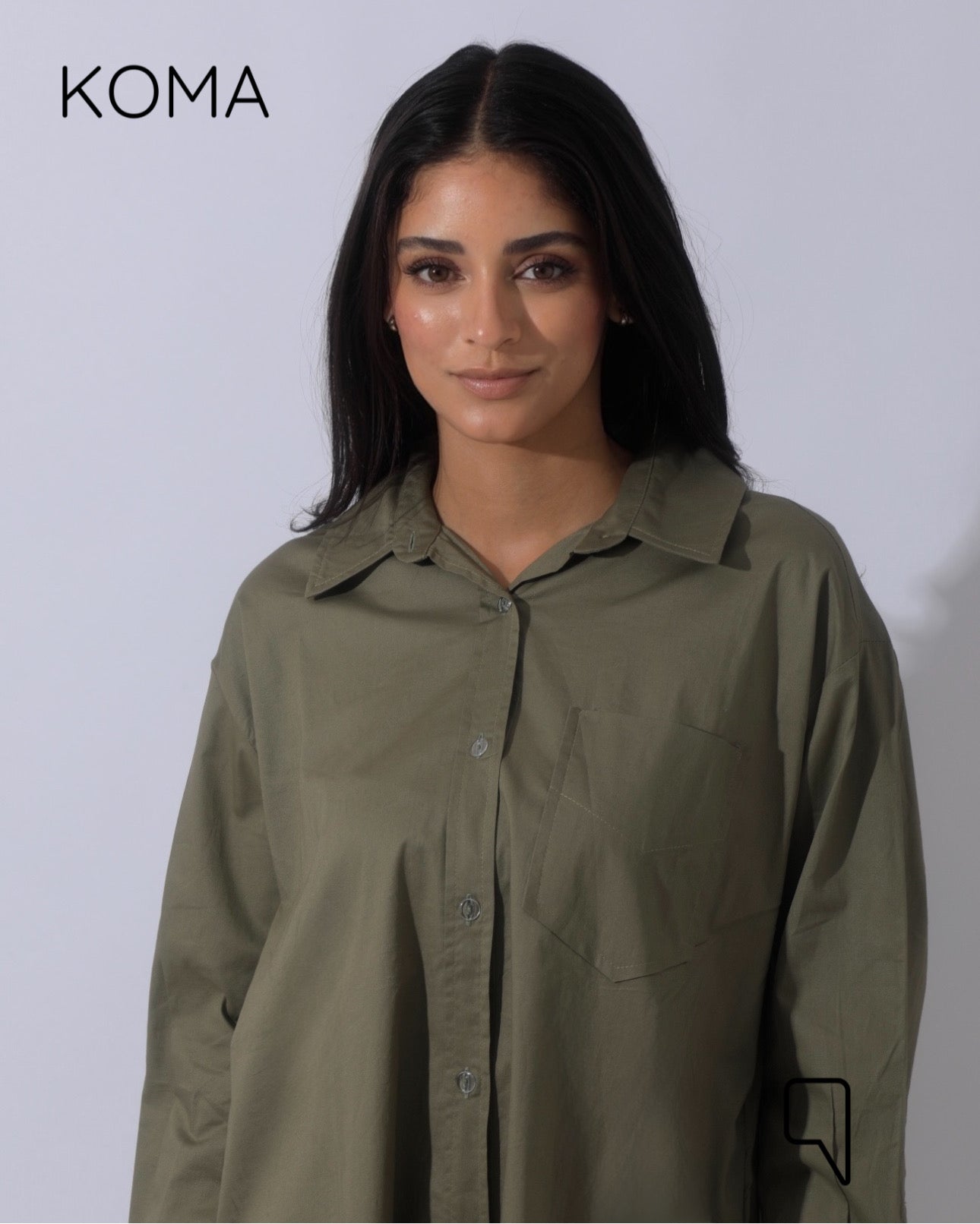 Oversized Shirt Dress - Olive