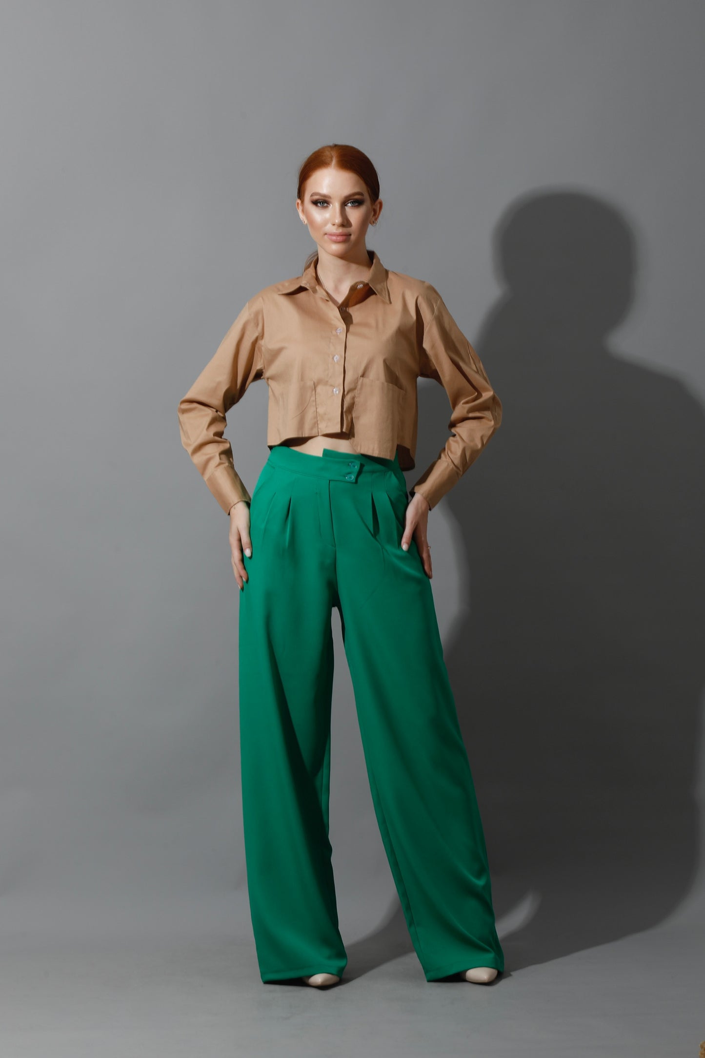 Cropped Shirt - Beige