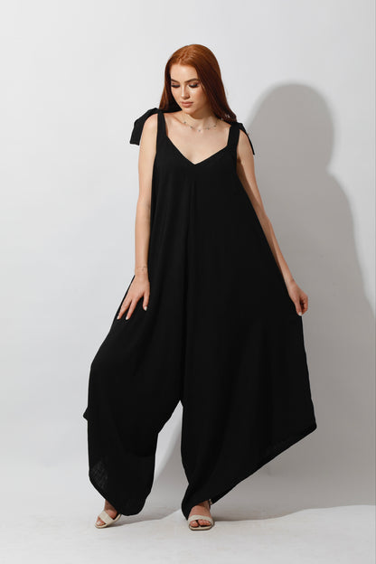 Tied Up Lose Jumpsuit - Black
