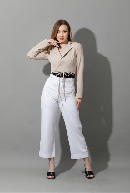 Tied Cropped Blazer - Baige