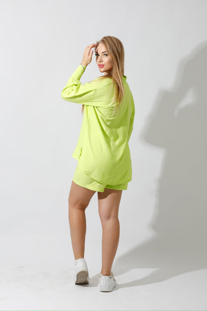 Lose Fit Shirt & Shorts Set - Lime Green