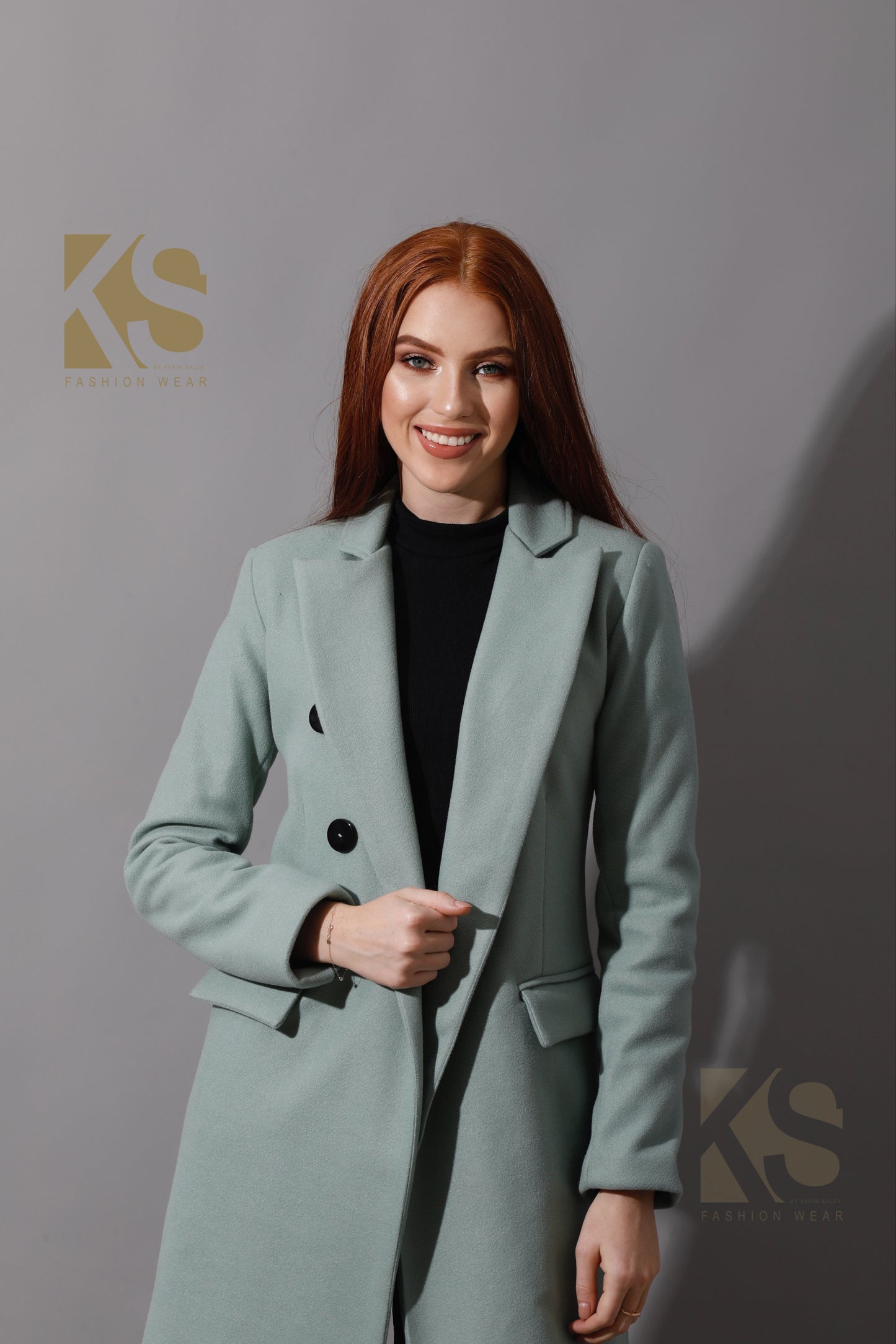 Front Open Coat - Mint Green