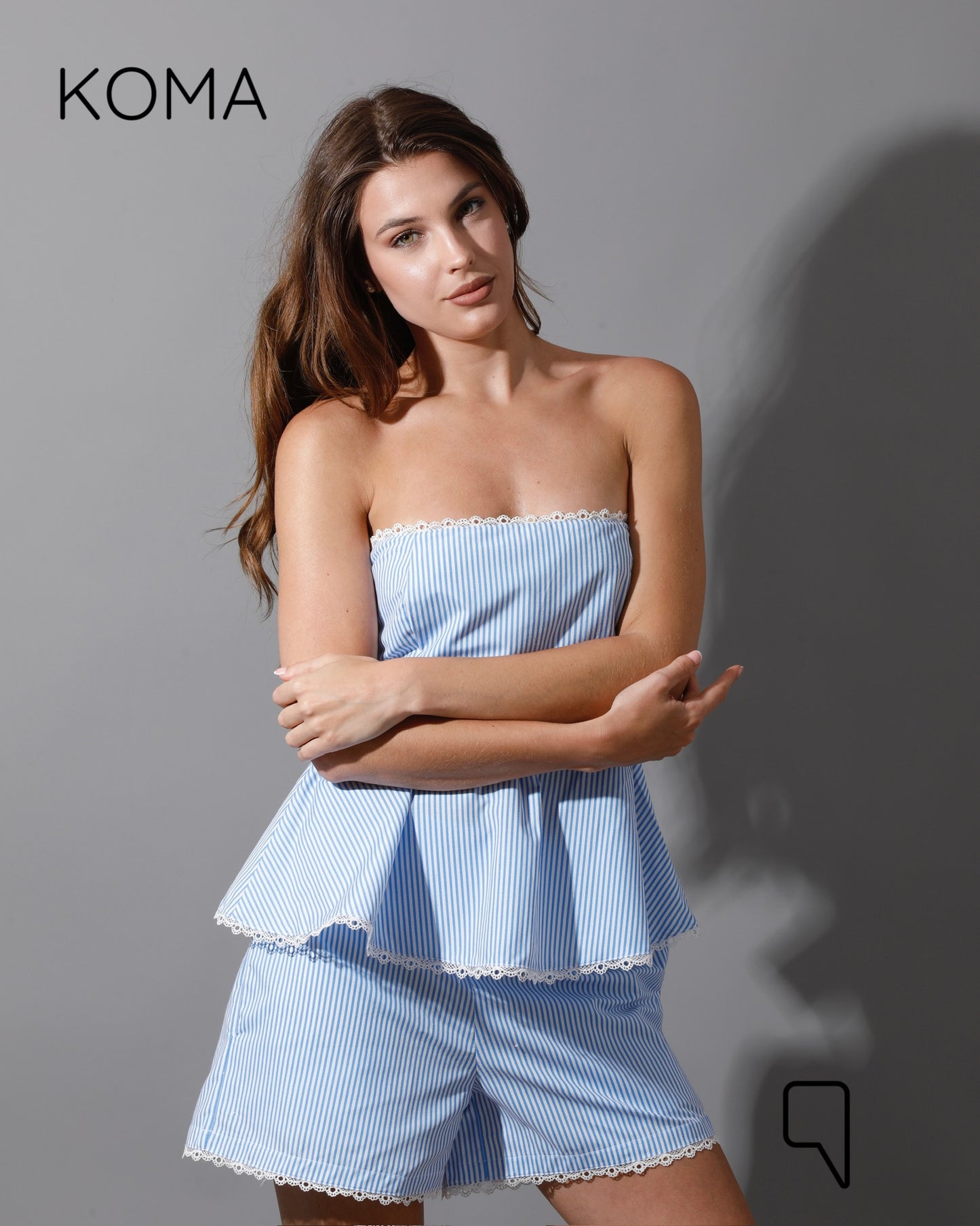 Fallon Gober Top & Short Co-Ord - Stripped Blue