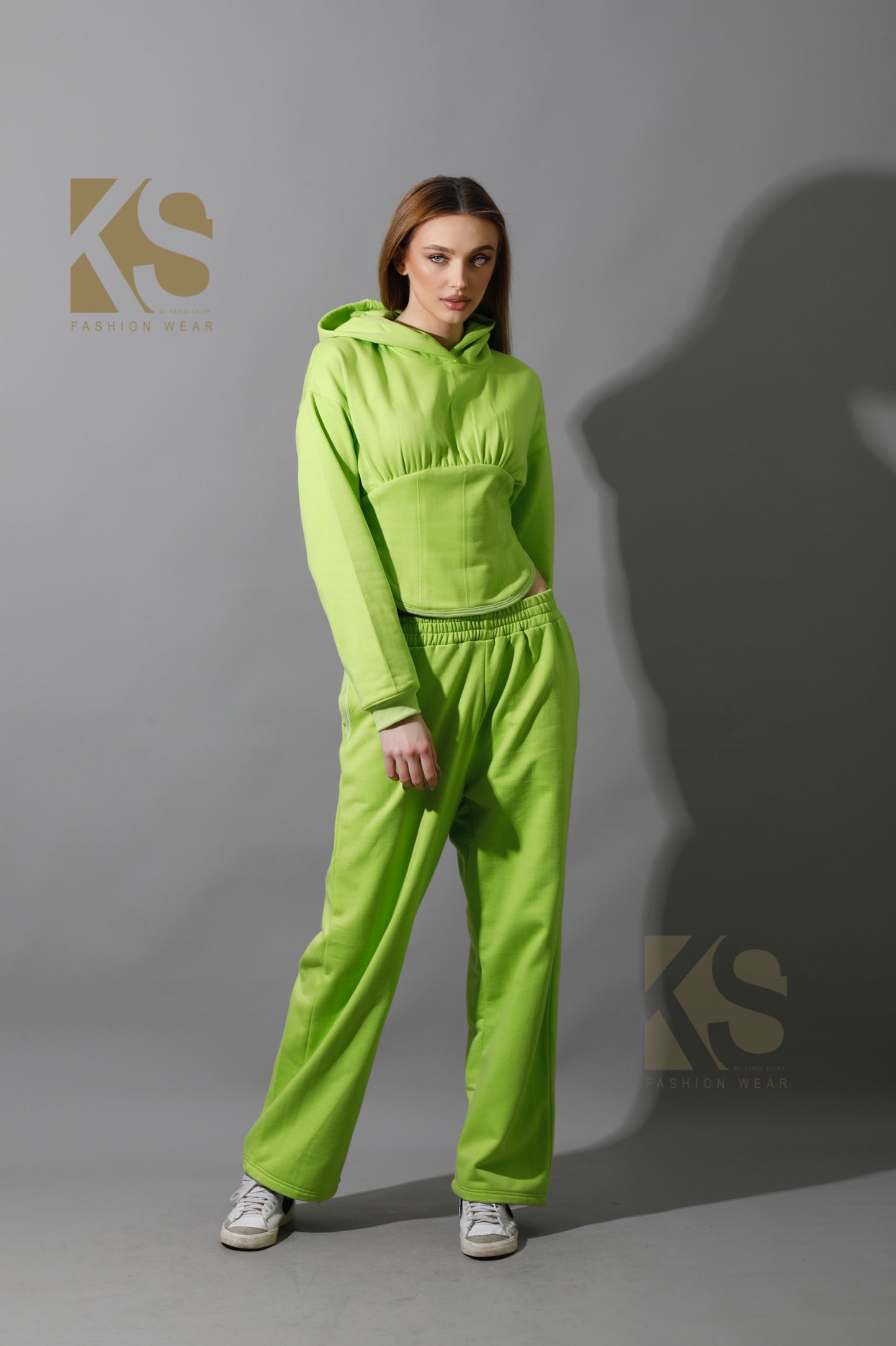 Corset Hoodie Set - Lime Green