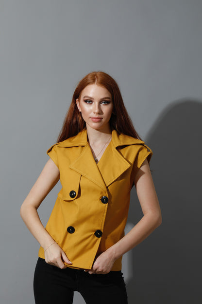 Double Breasted Vest - Mustard