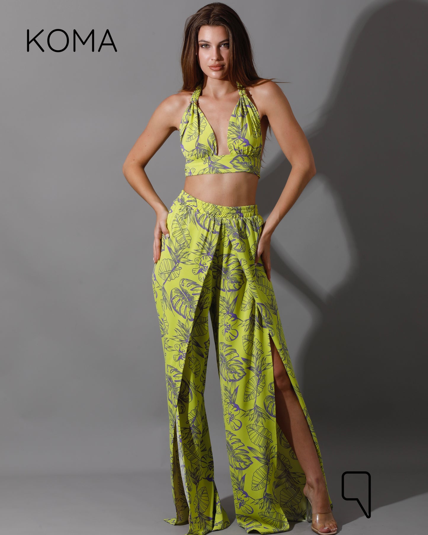 Kallie Bra Top & Pants Co-Ord - Lime Green