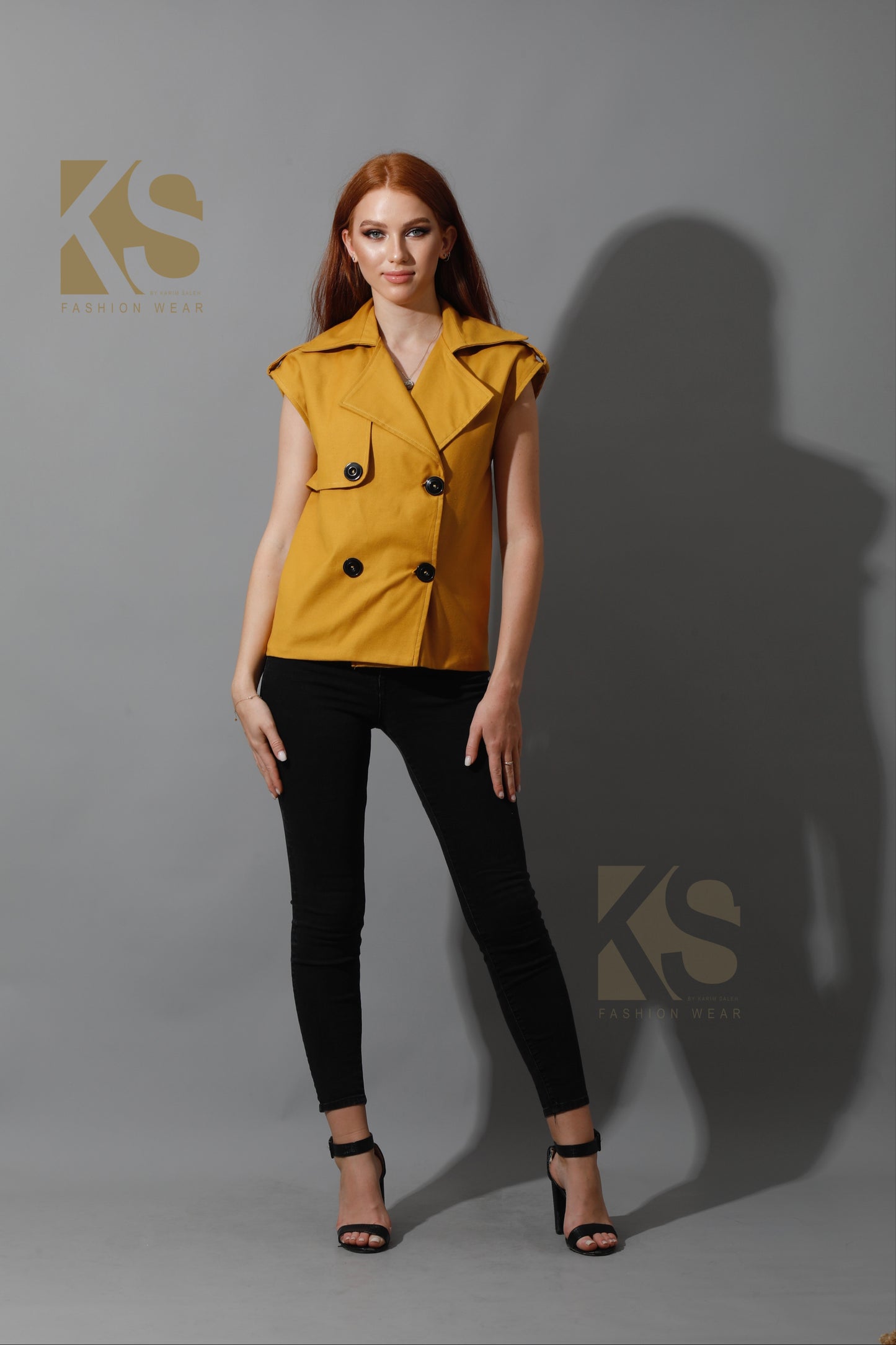 Double Breasted Vest - Mustard