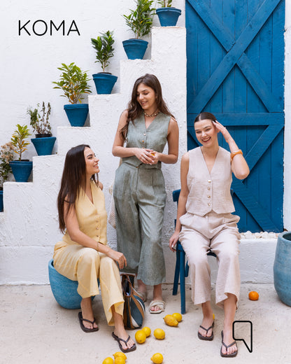 Judy Blend Waistcoat Jumpsuit - Matcha