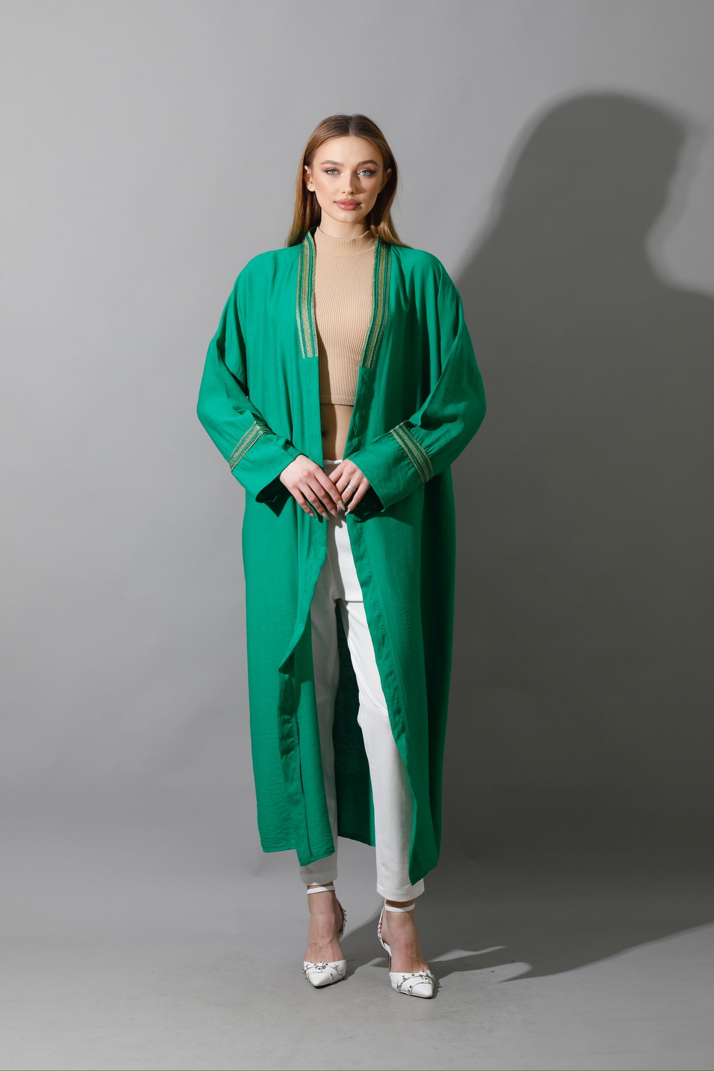 Long Kaftan - Green X Gold