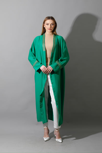 Long Kaftan - Green X Gold