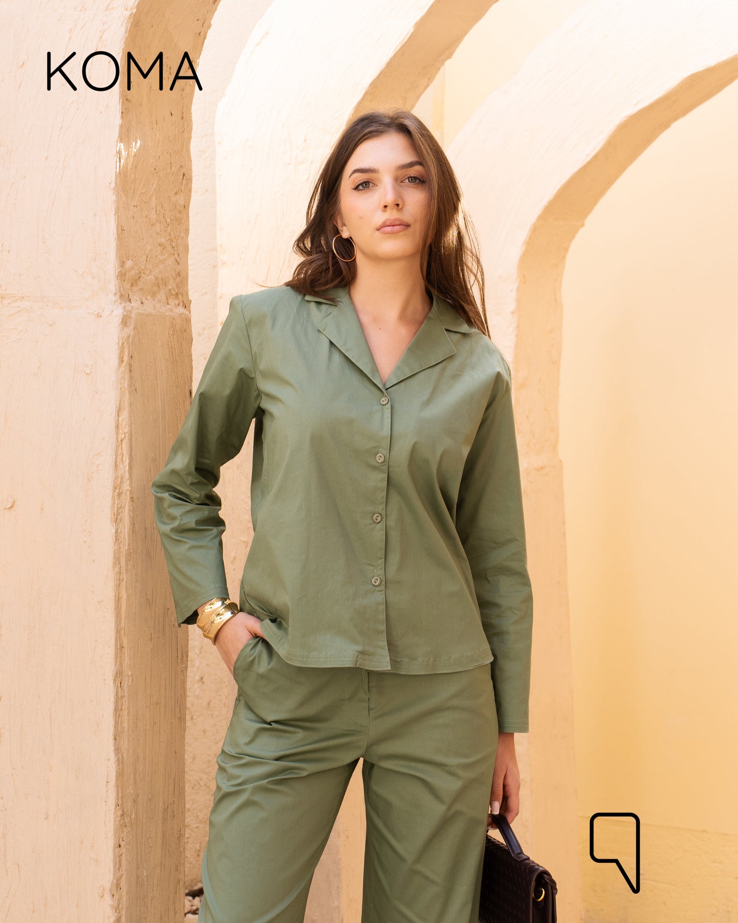 Della Pajama Flare Trousers - Matcha