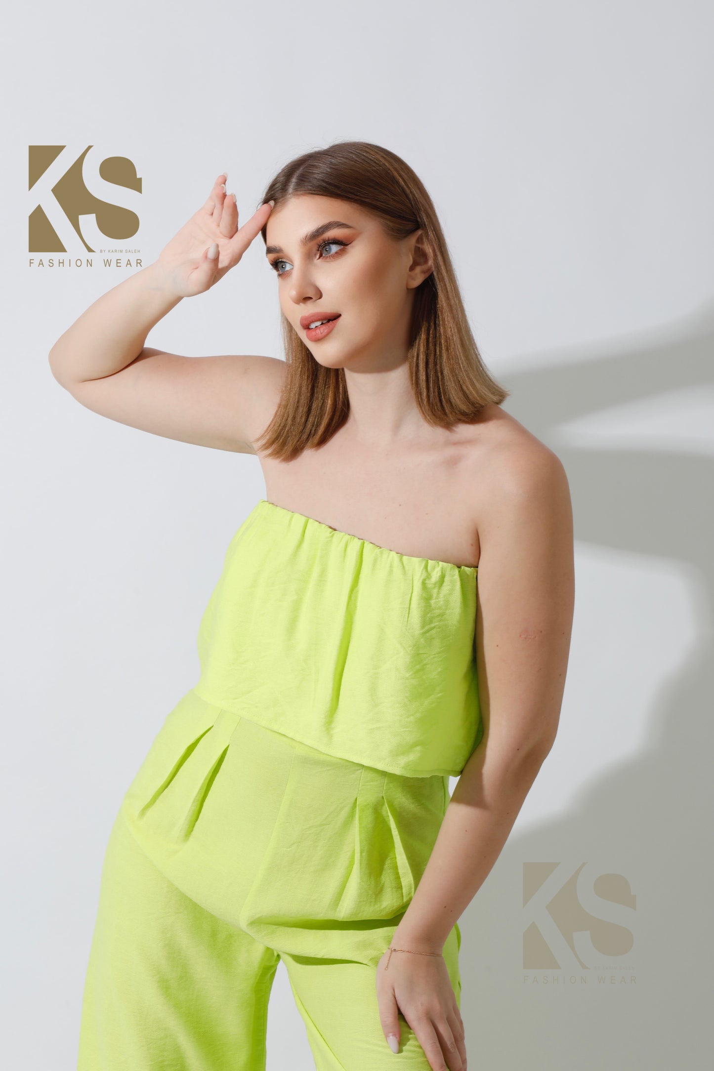 Wide Leg Jumpsuit - Lime Green