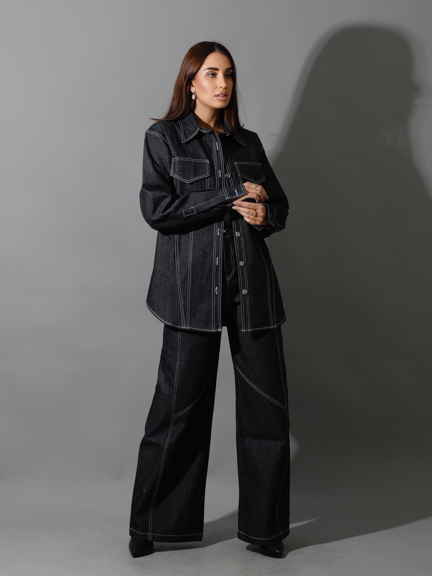 Co-Ord Jeans Cutout Pants - Navy Blue