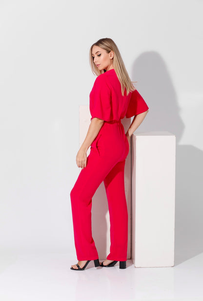 Half sleeves Jumpsuit -  Pink