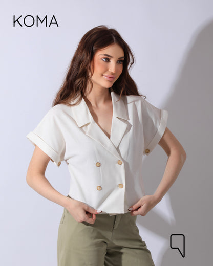 Mira Crossover Short Shirt - Beige