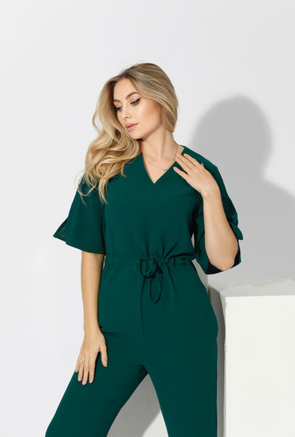 Half sleeves Jumpsuit - Green