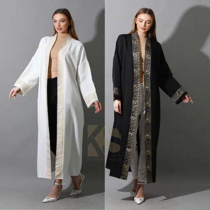 Arabic Long Kaftan - White & Gold