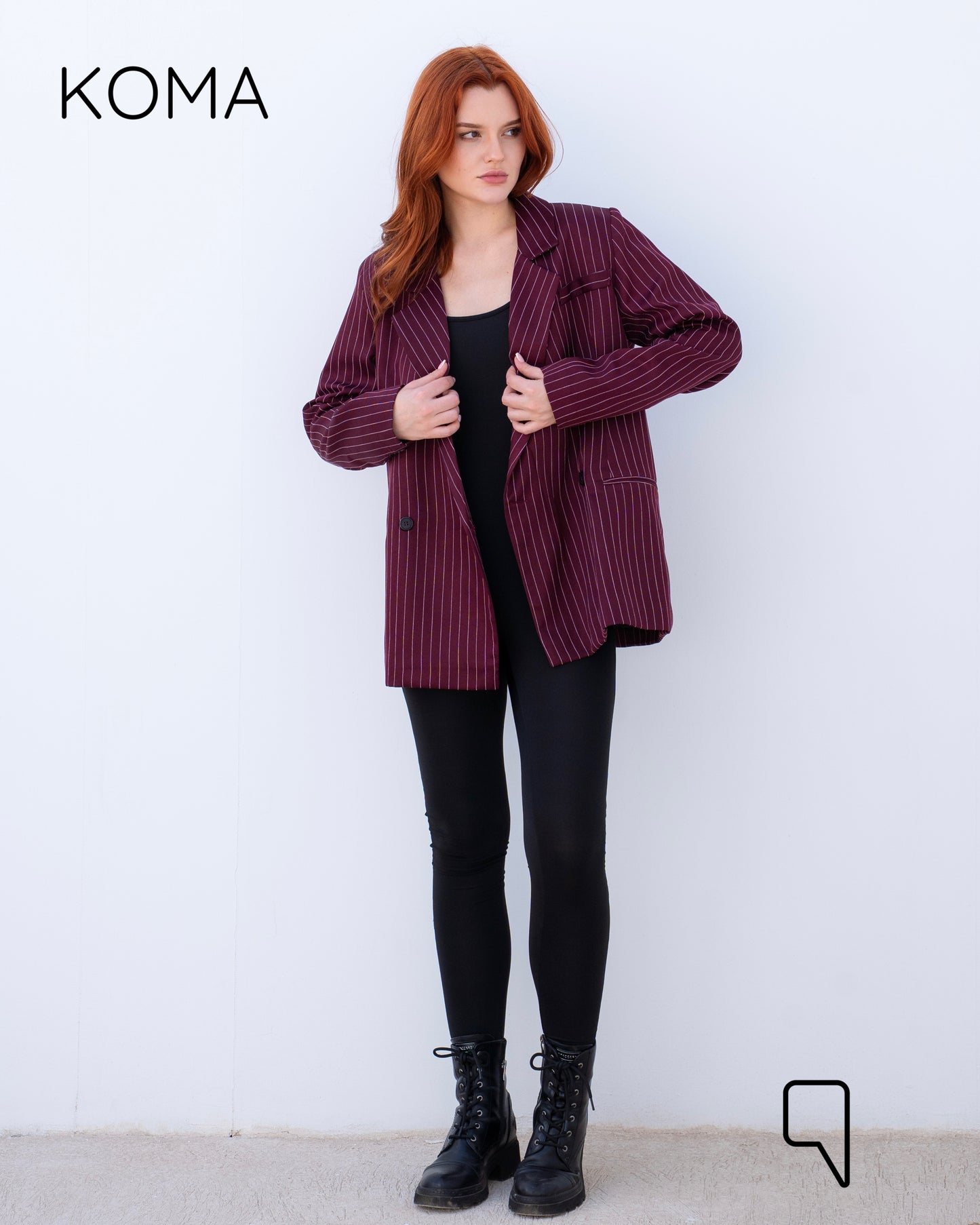 Striped Oversized Blazer - Maroon
