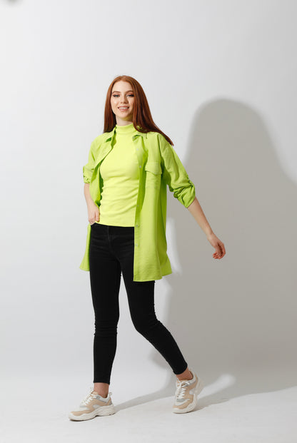 Shirt ‏with Two Pockets - Lime Green