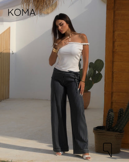 Sloane Jeans Striped Low Waist Pants - Navy