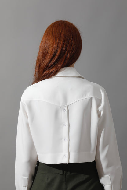 Pockets Cropped Shirt - White