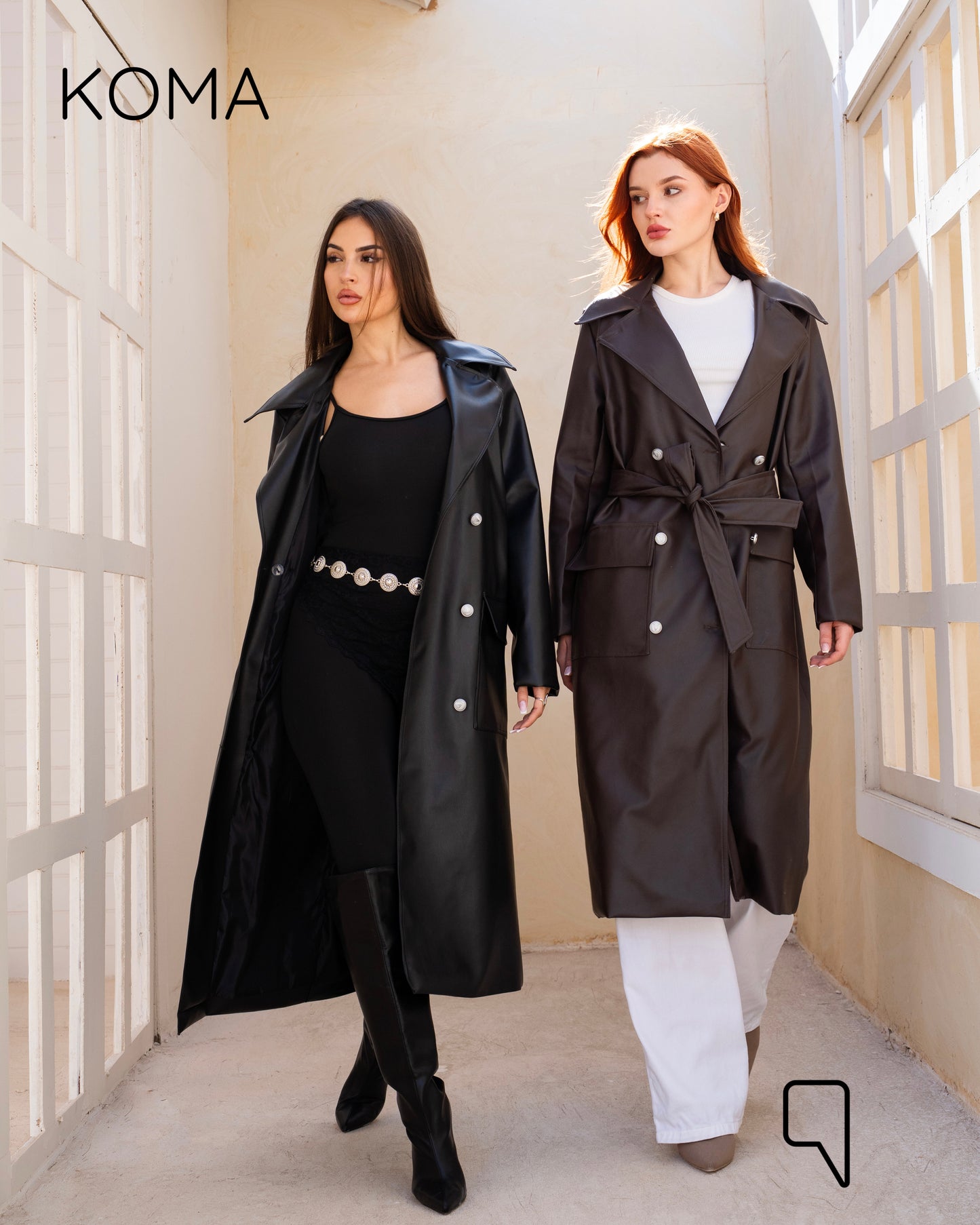 Textured Leather Coat - Dark Brown