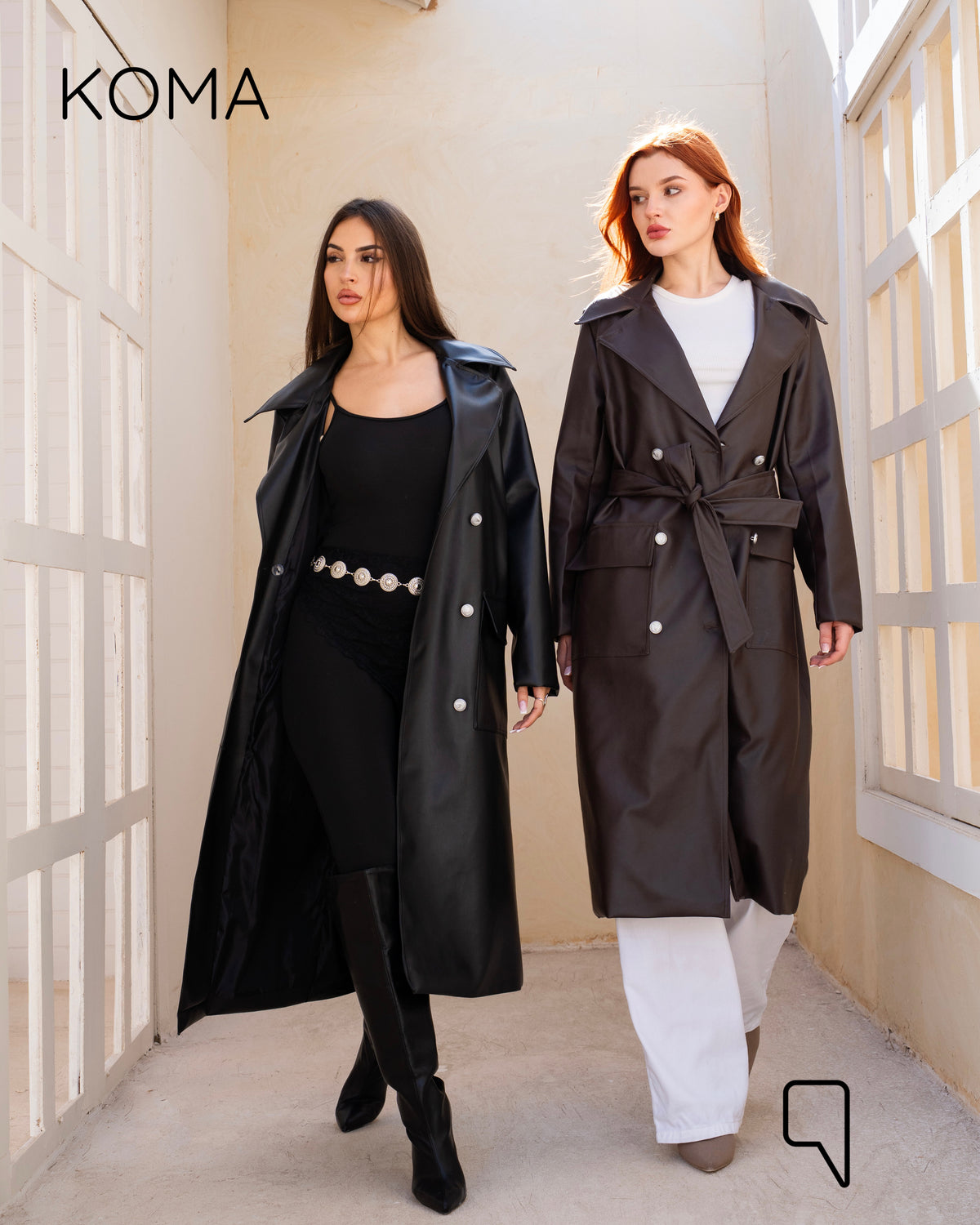 Textured Leather Coat - Dark Brown