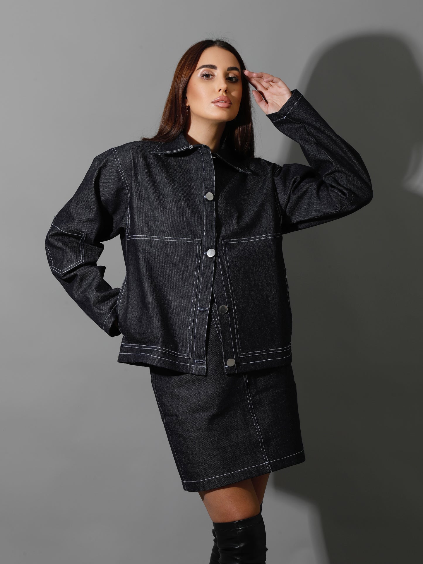 Co-Ord Jeans Short Skirt - Navy Blue