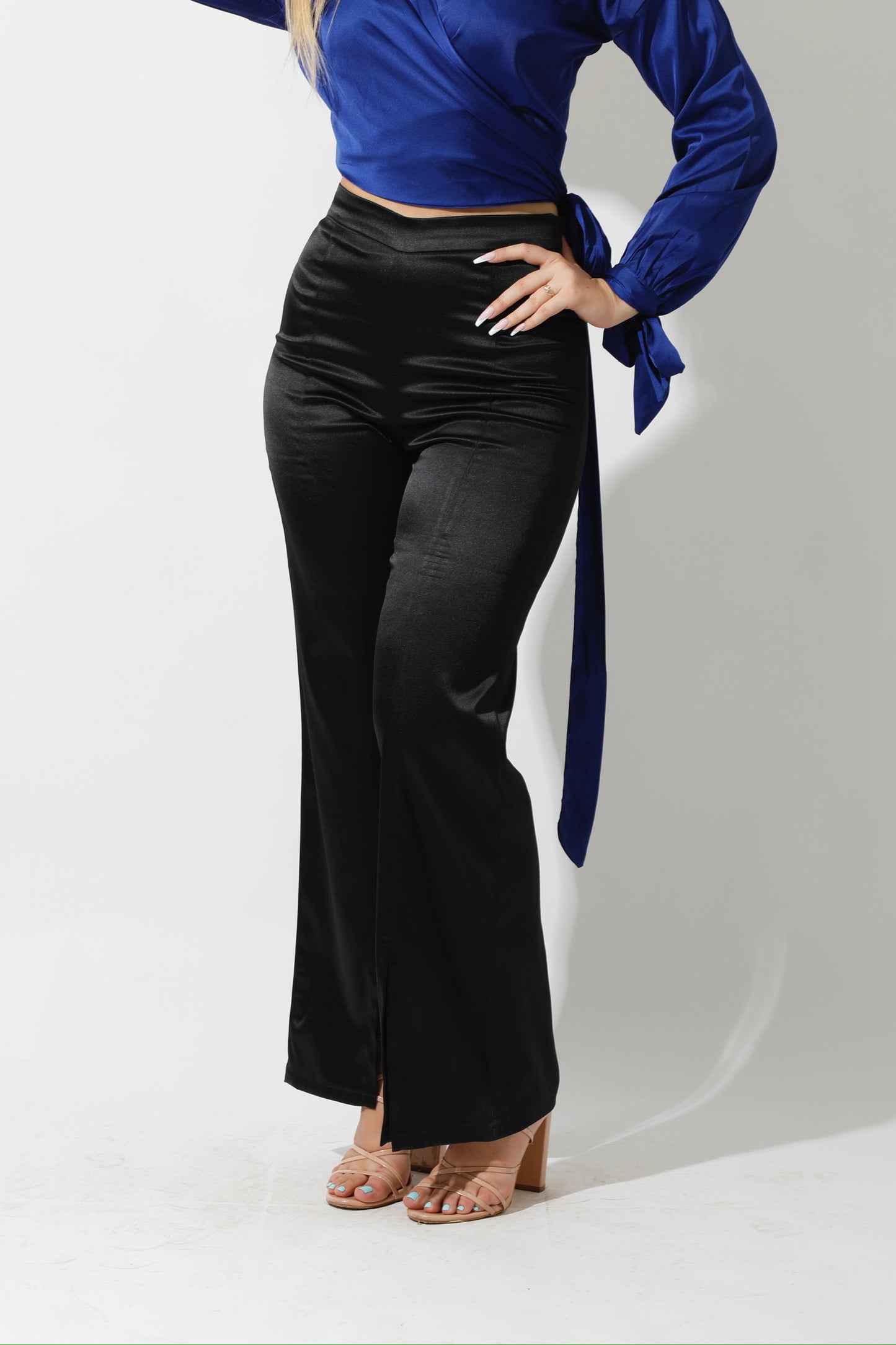 Front Slit Trousers - Black