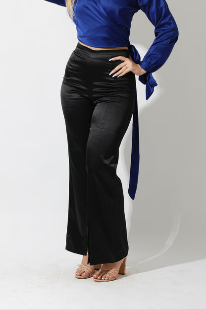 Front Slit Trousers - Black