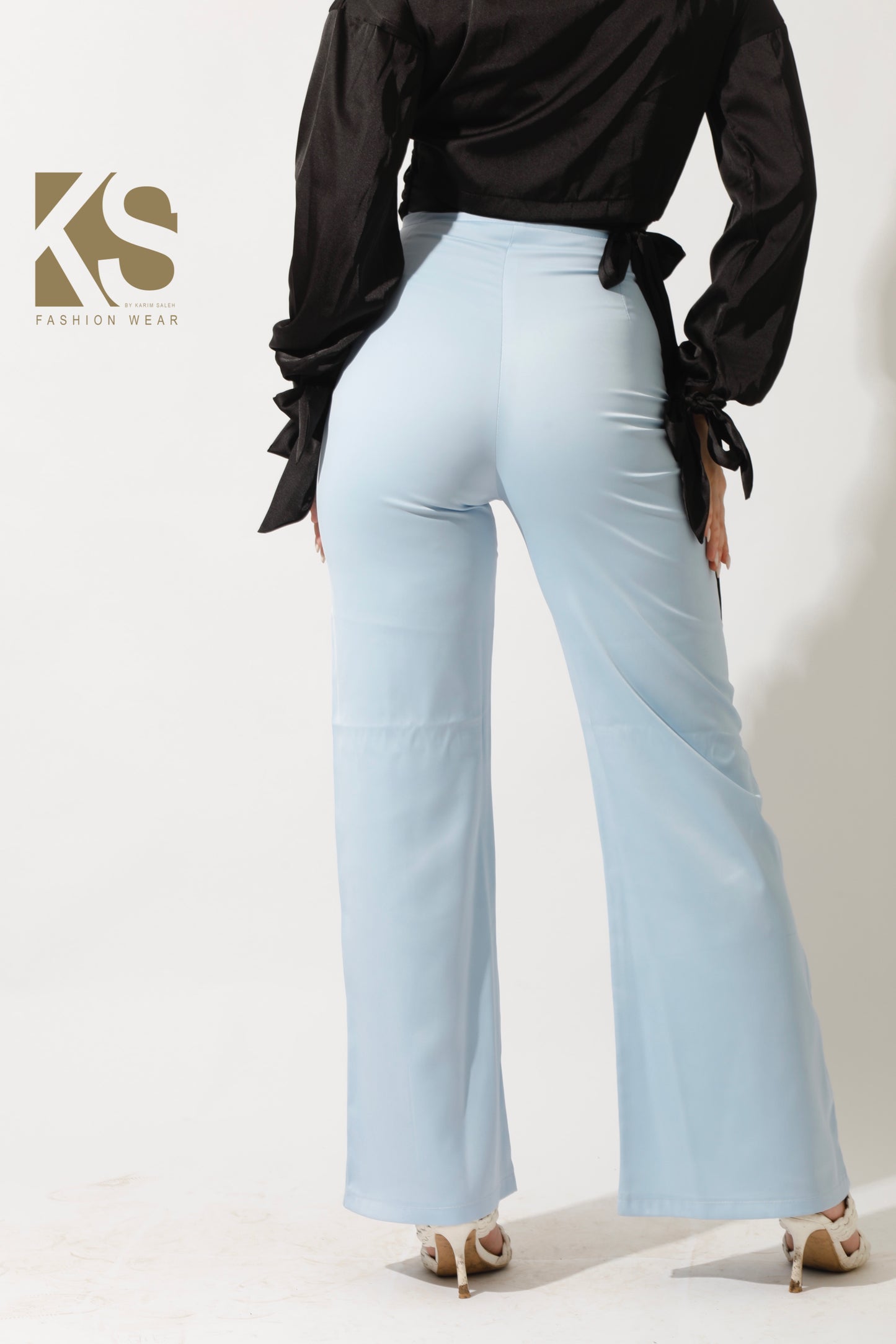 Front Slit Trousers - Sky Blue