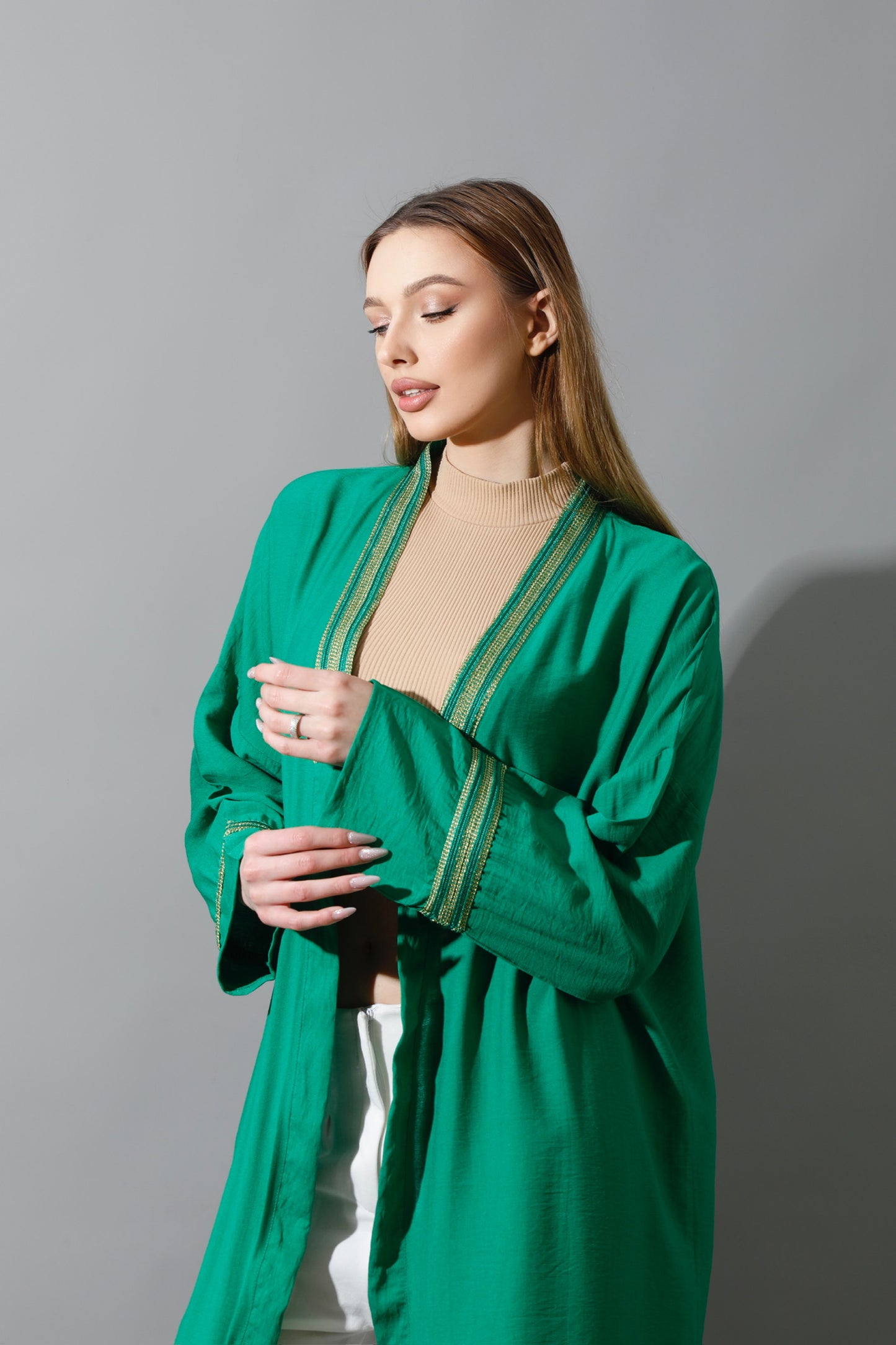 Long Kaftan - Green X Gold