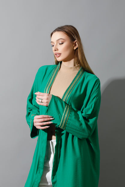 Long Kaftan - Green X Gold