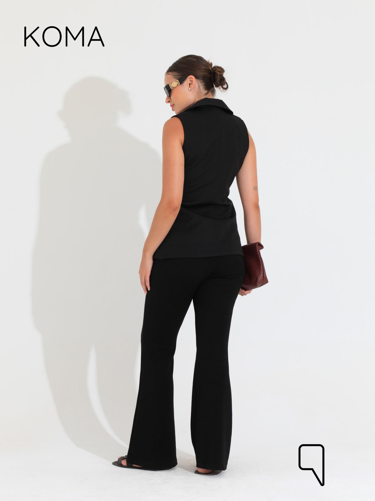 Maxine Double Breasted Vest Blazer - Black