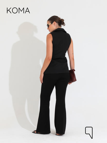 Maxine Double Breasted Vest Blazer - Black