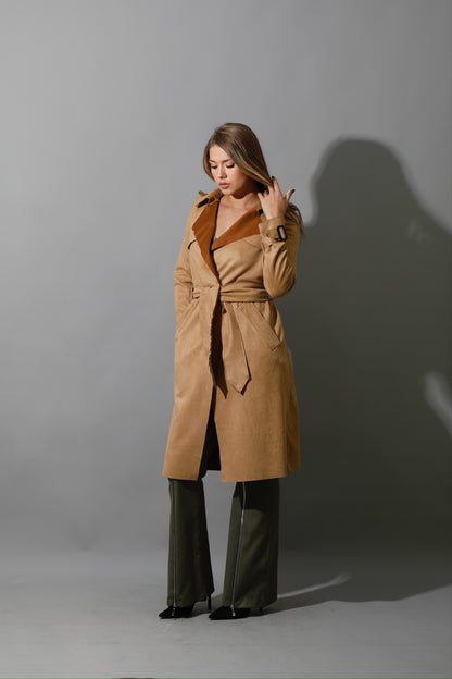 Wrap Trench Cardigan - Camel