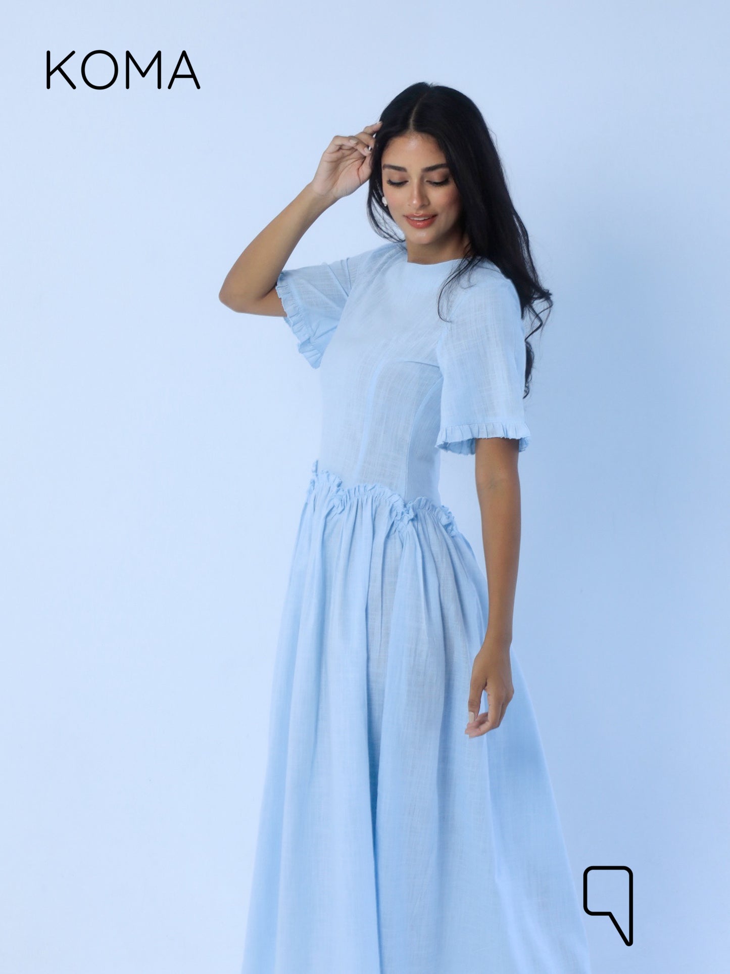 Eve Midi Blend Dress - Baby Blue