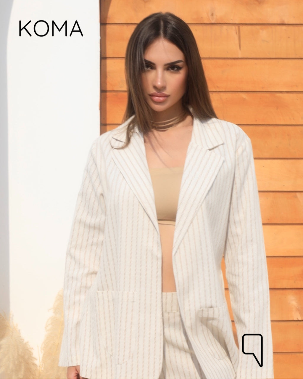 Candice Stripped Light Suit - Brown