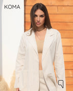 Candice Stripped Light Suit - Brown