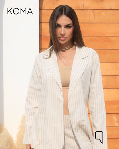 Candice Stripped Light Suit - Olive