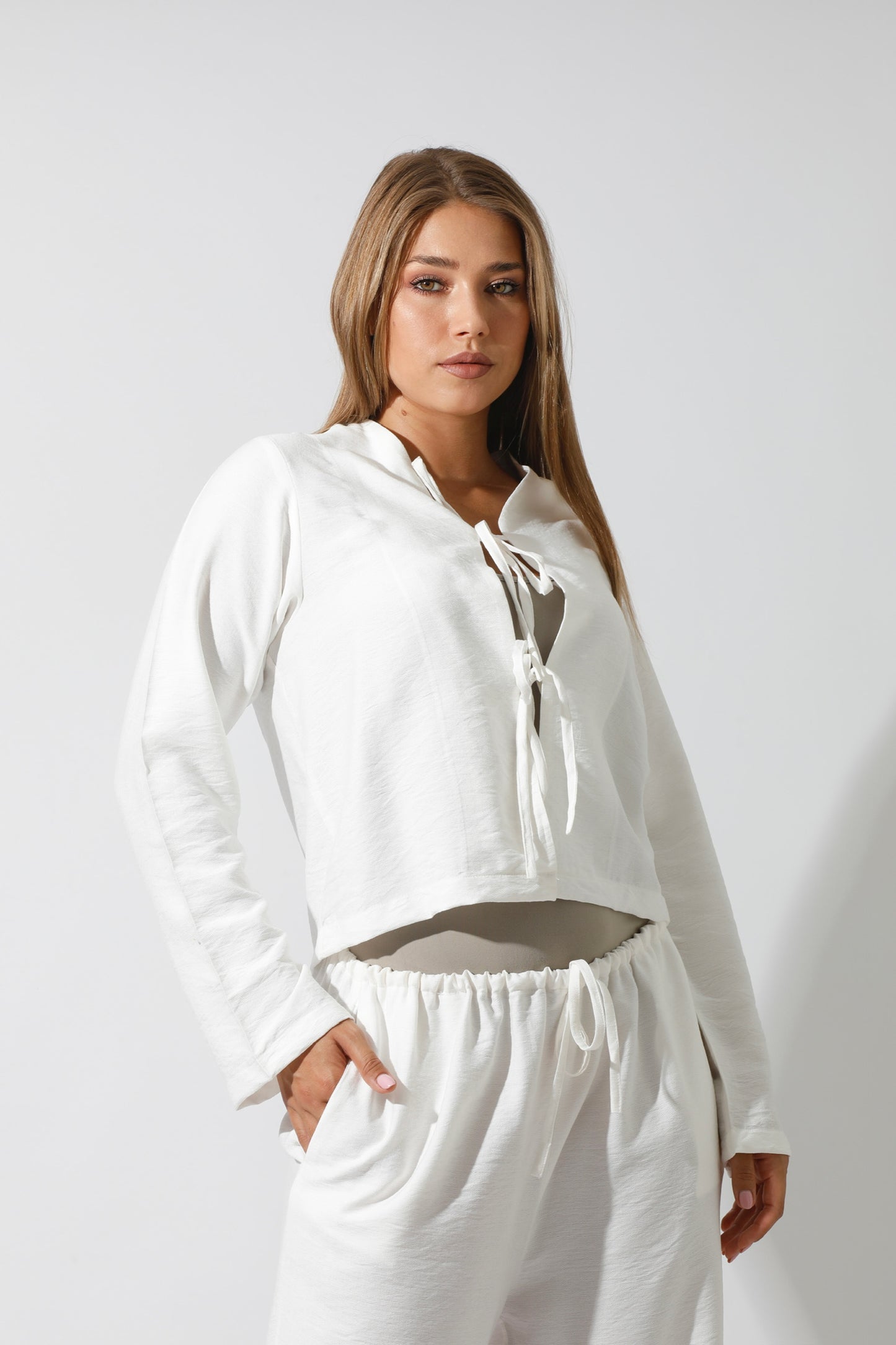 Co-Ord Short Cardigan - White