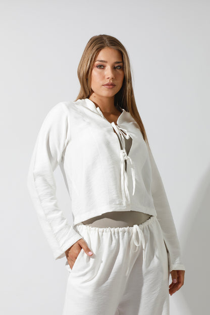 Co-Ord Short Cardigan - White